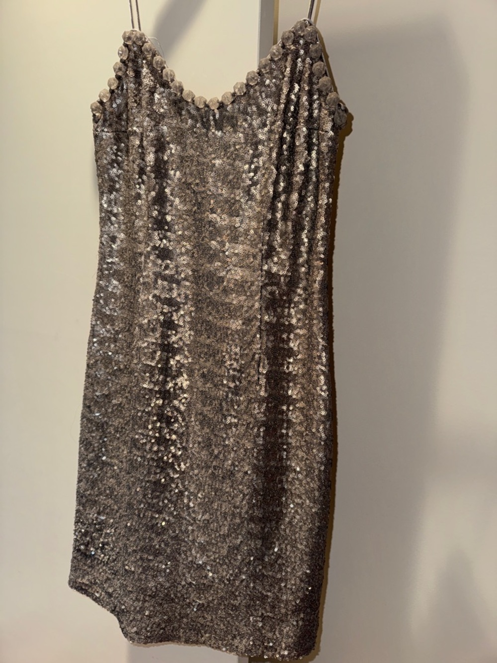 Sequin Slip Dress in Silver